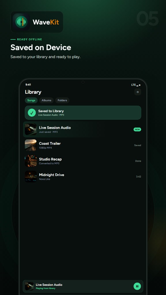 WaveKit library after a file is saved on this device